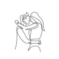 Couple in love continuous line drawing. Young man and woman have a quality time isolated on white background. Loving romantic atmosphere, love day concept. Minimalism design. Vector illustration.