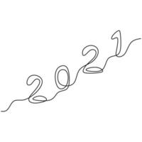 2021 New Year design in one continuous line art drawing style. The year of the buffalo bull. Welcome the 2021 New Year. Celebrating new year party concept minimalism design. Vector illustration