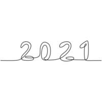 Diseño de año nuevo 2021 en un estilo de dibujo de arte de línea continua. el año del toro búfalo. bienvenido el año nuevo 2021. Celebrando el diseño minimalista del concepto de fiesta de año nuevo. ilustración vectorial