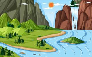 paisaje de geografía terrestre y acuática vector