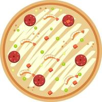 Top view of pizza isolated vector