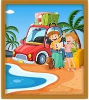 A picture of a couple traveling at the beach vector