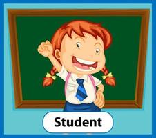 Educational English word card of student vector