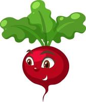 Radish cartoon character with happy face expression on white background vector