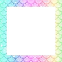 Blank pastel rainbow fish scales frame template vector