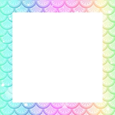 Blank pastel rainbow fish scales frame template