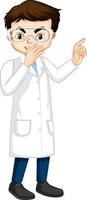 A boy cartoon character wearing laboratory coat vector