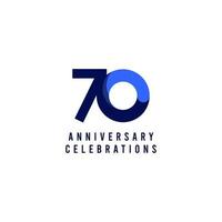 70 Years Anniversary Celebration Blue Vector Template Design Illustration