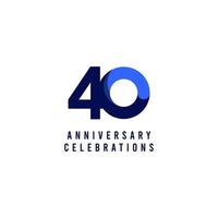 40 Years Anniversary Celebration Blue Vector Template Design Illustration