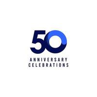 Ilustración de diseño de plantilla de vector azul de celebración de aniversario de 50 años