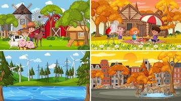 Different background scenes of nature in set vector