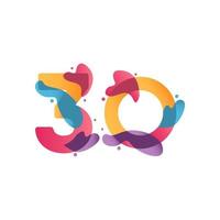 Ilustración de diseño de plantilla de vector de flujo de celebración de aniversario de 30 años