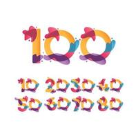 Ilustración de diseño de plantilla de vector de flujo de celebración de aniversario de 100 años