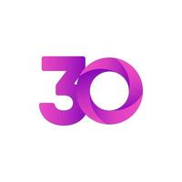 30 Years Anniversary Celebration Purple Vector Template Design Illustration