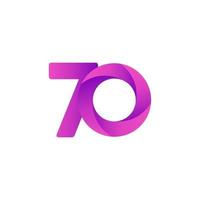 Ilustración de diseño de plantilla de vector púrpura de celebración de aniversario de 70 años
