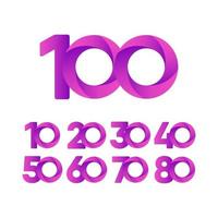 Ilustración de diseño de plantilla de vector púrpura de celebración de aniversario de 100 años