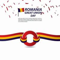 Ilustración de diseño de plantilla de vector de banner de celebración de día de la independencia de gran unión de Rumania