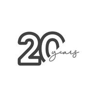 20 Years Anniversary Celebration Number Vector Template Design Illustration Logo Icon