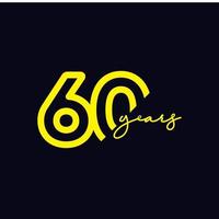 Icono de logotipo de ilustración de diseño de plantilla de vector de celebración de aniversario de 60 años