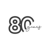 80 años celebración de aniversario número vector plantilla diseño ilustración logo icono