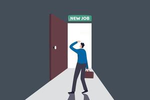 New job challenge, make decision for new opportunity in work or career development concept vector