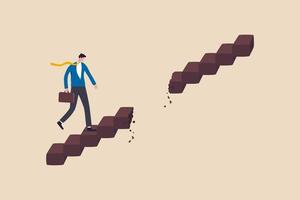 Career path obstacle, business problem or risk, challenge to achieve success or leadership to overcome difficulty concept vector