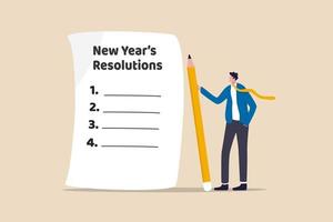 New year's resolutions, set goal or business target for new year or beginning with work challenge concept vector