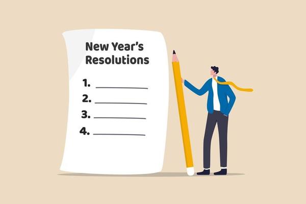 New year's resolutions, set goal or business target for new year or beginning with work challenge concept