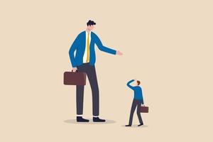 Big business competitor, career obstacle, conflict with boss, overcome difficulties in work concept vector