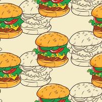Hamburger seamless pattern vector