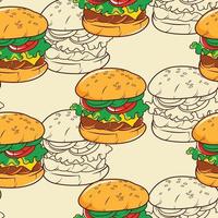 Hamburger seamless pattern vector