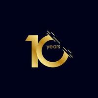 Ilustración de diseño de plantilla de vector de oro de celebración de aniversario de 10 años