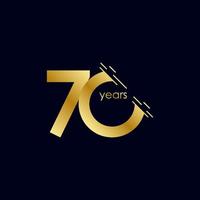 70 Years Anniversary Celebration Gold Vector Template Design Illustration