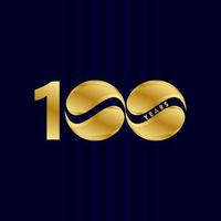 Ilustración de diseño de plantilla de vector de oro de caramelo de celebración de aniversario de 100 años