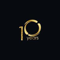 10 Years Anniversary Celebration Gold Vector Template Design Illustration