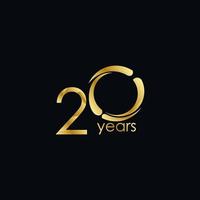 20 Years Anniversary Celebration Gold Vector Template Design Illustration