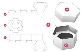 caja hexagonal cosmética y tapa con plantilla troquelada de soporte de inserción redonda vector