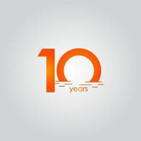 10 Years Anniversary Celebration Sunset Orange Vector Template Design Illustration