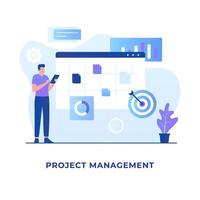 diseño plano del concepto de gestión de proyectos vector