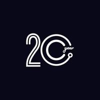 20 años celebración de aniversario número vector plantilla diseño ilustración logo icono