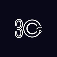 30 años de celebración de aniversario número vector plantilla diseño ilustración logo icono