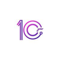 10 años de celebración de aniversario número vector plantilla diseño ilustración logo icono