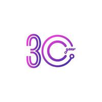 30 Years Anniversary Celebration Number Vector Template Design Illustration Logo Icon