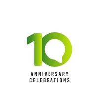 Ilustración de diseño de plantilla de vector de celebraciones de aniversario de 10 años