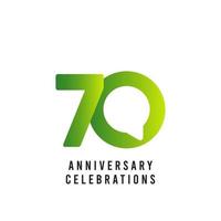 Ilustración de diseño de plantilla de vector de celebraciones de aniversario de 70 años