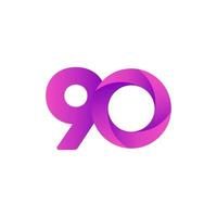 Ilustración de diseño de plantilla de vector púrpura de celebración de aniversario de 90 años