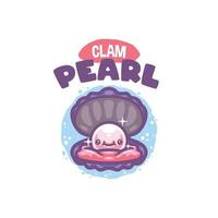 Pearl Clam Sea Creature Cartoon vector