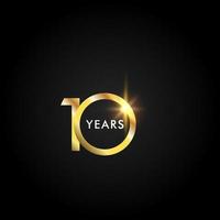 10 Years Anniversary Celebration Gold Vector Template Design Illustration