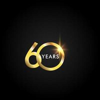 60 Years Anniversary Celebration Gold Vector Template Design Illustration