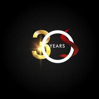 30 Years Anniversary Celebration Gold Vector Template Design Illustration